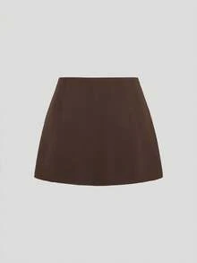 Sweetra Women's Elegant Commuting & Outing Slit Shorts - Brown - View 2