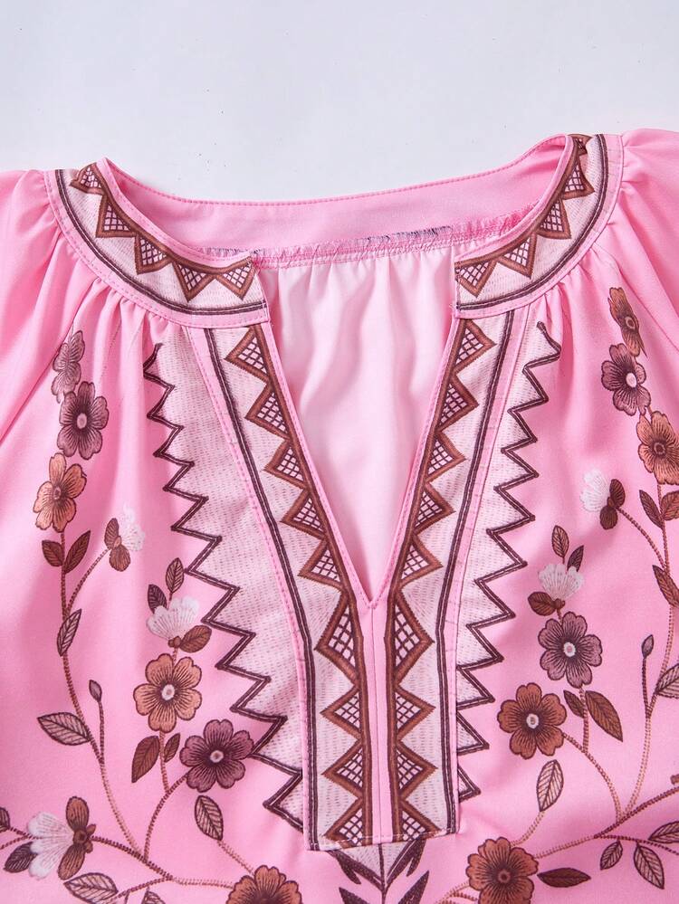Plus Size Women Spring Casual Floral Print Short Sleeve Blouse Beach Outfit For Women Summer Outfits For Women Casual Blouses For Women