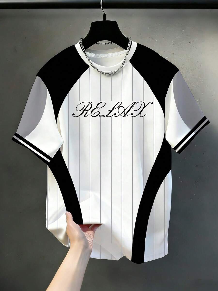 KRYTIVO Diseño de estampado de pato en los músculos abdominales, ropa deportiva casual de verano de moda para hombres, parte superior para hombres - Blanco y Negro - Ver 1