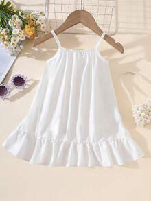 SHEIN 1件适合4-7岁女童的碎花无袖连衣裙，轻薄面料，活泼吸睛，适合海滩度假/休闲穿着，夏季款 - 彩色 - 查看 2