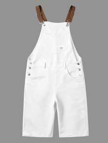 Manfinity Homme Men's Letter Patch Pocket Casual Bib Shorts - White - View 5