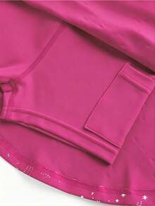 SHEIN تنورة نجمية وردية فاتحة مرنة ومريحة للفتيات الصغيرات للرياضة والرقص والأنشطة الداخلية - روز أحمر - مشاهدة 3
