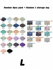 Reusable Sanitary Pads, 6 Packs, Large-Sized Sanitary Pads With Wing-Shaped Design, Washable Cloth Pads For Night Use, 6 Pieces + 1 Packaging Bag (Color Random) - Multicolor - View 12