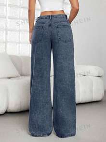Rivivi Jeans in Große Größen für Frauen mit Herz- und Leoparden-Muster, locker geschnitten und gerade geschnitten - Graublau - Übersicht 2