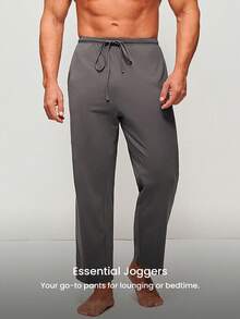 LUVLETTE Pantalones de pijama de algodón puro 100% suave y básico de color gris para hombres de talla grande, para primavera y verano, pantalones de salón, lencería como ropa exterior, pantalones de pijama transpirables, pijamas de otoño - Gris - Ver 6