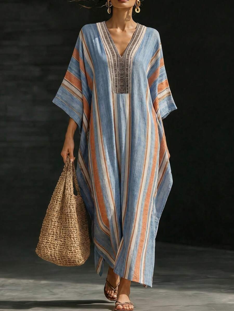 SHEIN Holidaya Vestido largo para mujer, impresión digital, adecuado para verano y otoño, vacaciones, playa, uso diario, citas, nueva llegada 2026 - Multicolor - Ver 1