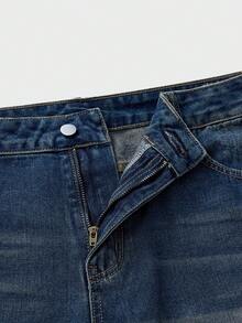AXEPEAK Quần jeans nam ống rộng dáng suông, đa năng, có túi. - Màu xanh lam - Xem 3