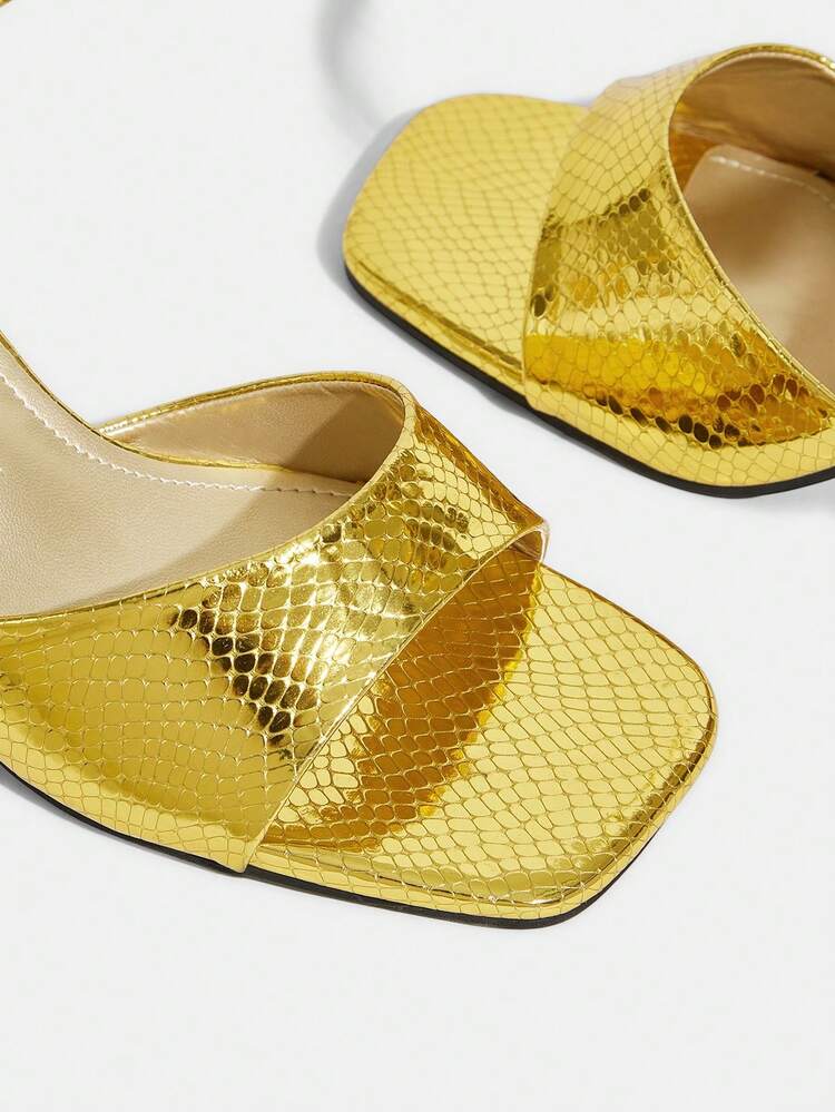 CUCCOO TILAWA Fashion Square Toe Simple Word With High Heels Women's Sandals