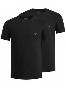 Armani 2 Pack Men's T-Shirts Black - Black/Black Grey Logo - View 1