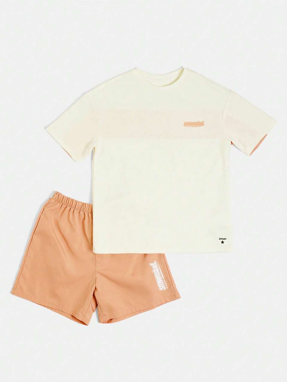 オーバーサイズ ボーイズ サマー カラーブロック Tシャツ ショーツ セット カジュアル クルーネック 半袖 2ピース コーディネートアウトフィット レタープリント