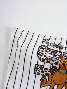 SCOOBY-DOO X SHEIN Top tubo casual de mujer con estampado de letras y dibujos animados, versátil para uso diario - Blanco - Ver 3