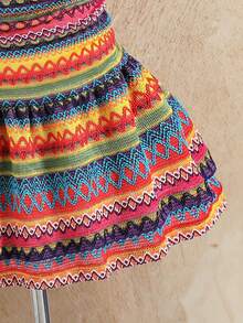 SHEIN Đầm dệt kim jacquard kiểu vintage thường ngày cho bé gái, họa tiết sao biển, cổ buộc dây tua rua, thích hợp cho mùa thu, xuân, hè, đi biển, đi làm, hoạt động ngoài trời, thể thao, trường học, dạo phố, tiệc bãi biển, chụp ảnh. - trái cam - Xem 3