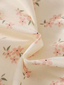 SHEIN 2件套夏季女婴连体衣+发带，新生儿优雅甜美可爱印花套装 - 彩色 - 查看 3