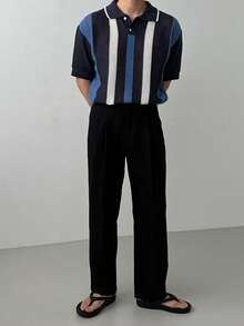 DAZY Black Straight Solid Color Commuter Pants For Men - Black - View 3