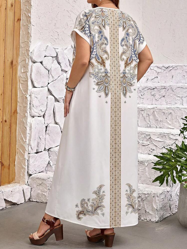 Plus Size Women Floral Print Casual Dress For Party And Outing Summer Summer Outfit For Women Festival Outfits For Women Beach Outfits For Women Vacation Outfits Women Holiday Outfits  For Women Country Concert Outfit Summer Dress