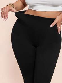 SHEIN BAE Quần legging bầu cỡ lớn, màu trơn, tối giản, phong cách thường ngày. - màu đen - Xem 8