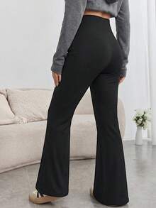 SHEIN Pantalones casuales y versátiles de uso diario con cintura ajustable para maternidad de unicolor - Negro - Ver 2