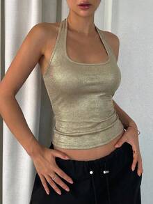 DAZY Women's Backless Camisole - Gold - View 5