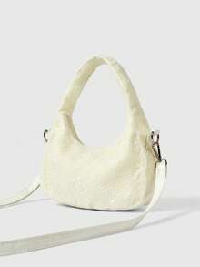 ROMWE Kawaii Bolso de hombro de mujer con estilo de encaje - Beis - Ver 4