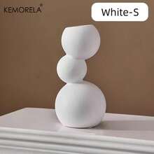 Cirelle 1 pieza Jarrón cerámico esférico moderno en blanco y negro, utilizado para decoración de bolas suaves, adorno cerámico, arreglo floral hidropónico, soporte para flores secas, decoración de jarrón de interior, ornamento de mesa para manualidades y soporte de TV, muy adecuado para decoración del hogar, apto para sala de estar, dormitorio, estudio, oficina y otras ocasiones - Jarrón mate - Ver 9