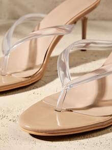SHUZIA Giày sandal cao gót quai ngang trong suốt thoải mái dành cho nữ. - Trong sáng - Xem 6