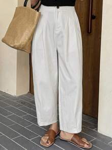 Vivie Lora Solid Color Loose Cropped Pants, Elegant And Formal Summer Wear For Middle-Aged And Elderly Women - White - View 1