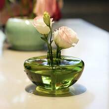 Cirelle 1个现代圆形玻璃花瓶，透明水培花盆，简约家居装饰中心摆件，适用于客厅和餐桌，乔迁新居礼物，花卉中心装饰 | 现代玻璃花瓶，光滑表面，花瓶 - 現代圓形玻璃花瓶 - 查看 10