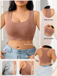 SHEIN 1 chiếc áo ngực thể thao không đường may dành cho nữ, cỡ lớn, thích hợp mặc ngoài. - Màu nâu  Mocha - Xem 4