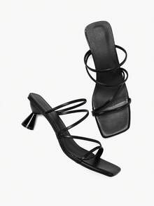 Alvarani 女士简约系带露趾高跟凉鞋，细高跟鞋，2025 年夏季时尚新品，不累脚 - 黑色 - 查看 7