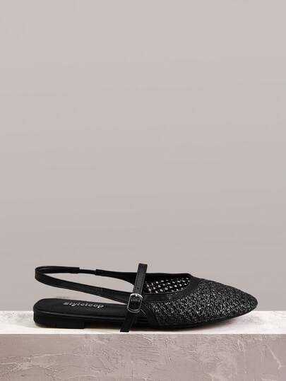 Styleloop Women Shoes Outdoor Round Head Holiday Style Straw Woven Fabric One-Word Buckle Women's Flat Single Shoes Holiday Style Wear BOHO Wear American Retro Style Bohemian Style Western Style Music Festival Wear Party Wear Flat Women's Shoes, Holiday Atmosphere, Summer Wear, Travel Must