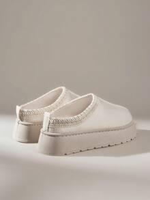 Solecia Women's Platform Shoes, Imitation Suede Fabric, Fashionable And Versatile Street Style, Sewing Design, Non-Slip And Breathable Comfortable Platform Shoes, Solid Color Casual Slouchy Style, All Match Version With College Retro Style, Suitable For All Seasons - Beige - View 4