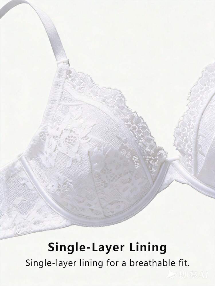 Ladies' Lace Wireless Sexy Bra, 1pc Sexy Lingerie - White - View 3
