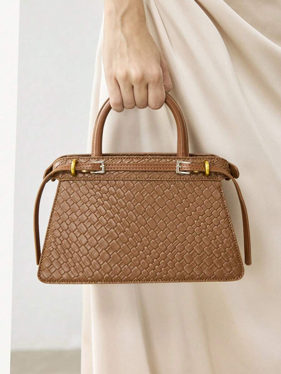 MOTF PREMIUM LADIES HANDBAG, EXQUISITE BUCKLE COMMUTER BAG - Brown - View 1