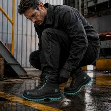 Men's Rock Working Shoes Made Of Leather With Reinforced Helmet And Resistant - negro menta - 查看 3