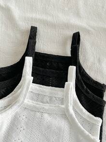 SHEIN Vintaside Kids 4件套新生女宝宝碎花连体衣，乡村风时尚优雅可爱舒适柔软面料套装，适合春夏穿着 - 黑與白 - 查看 8