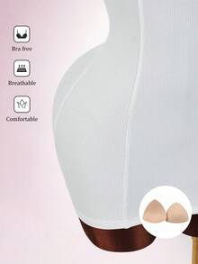 Amplova Vestido mini ajustado de mujer con capa de unicolor, acolchado y con tirantes - Blanco - Ver 8