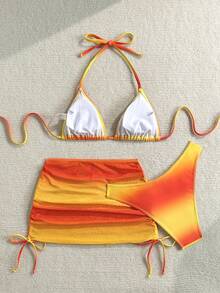 Soleia Women's Gradient Color Bikini Set For Beach Vacation - Multicolor - View 2