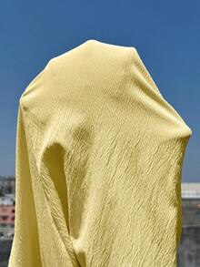 SHEIN Maternity Summer Solid Color Ruched Side Tie Wrap Puff Sleeve Dress - Yellow - View 9