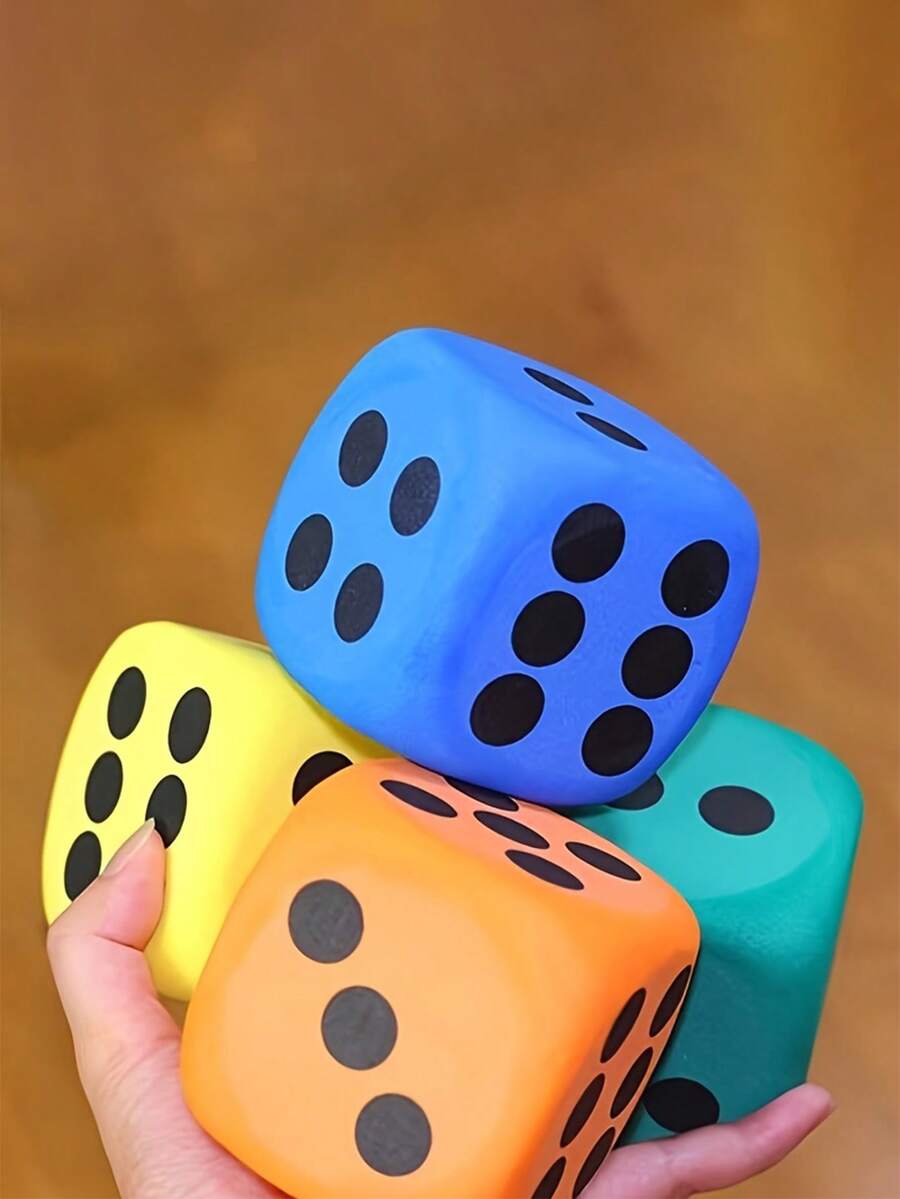 MINKOJA 1/3/5颗趣味圆角骰子,EVA材质,适合派对游戏和棋盘游戏 - 彩色 - 查看 1