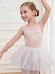 SHEIN Young Girls' Colorful Light Pink Ballet Dress,Gradient Leotard,High-Stretch Skin-Friendly Summer Performance,Yoga & Gymnastics Training Dress - Multicolor - View 3