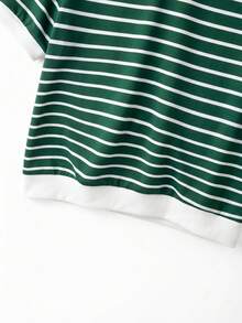 Franclia New Striped V-Neck Short Sleeve T-Shirt For Women - Multicolor - View 3