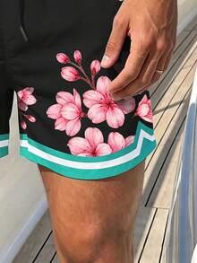 Manfinity RSRT 男士休闲印花抽绳短裤，夏季 - 彩色 - 查看 5