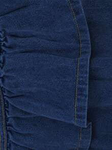 SHEIN Tall Tall Women's Fashion Ruffle Hem Denim Mini Skirt - Dark Wash - View 4