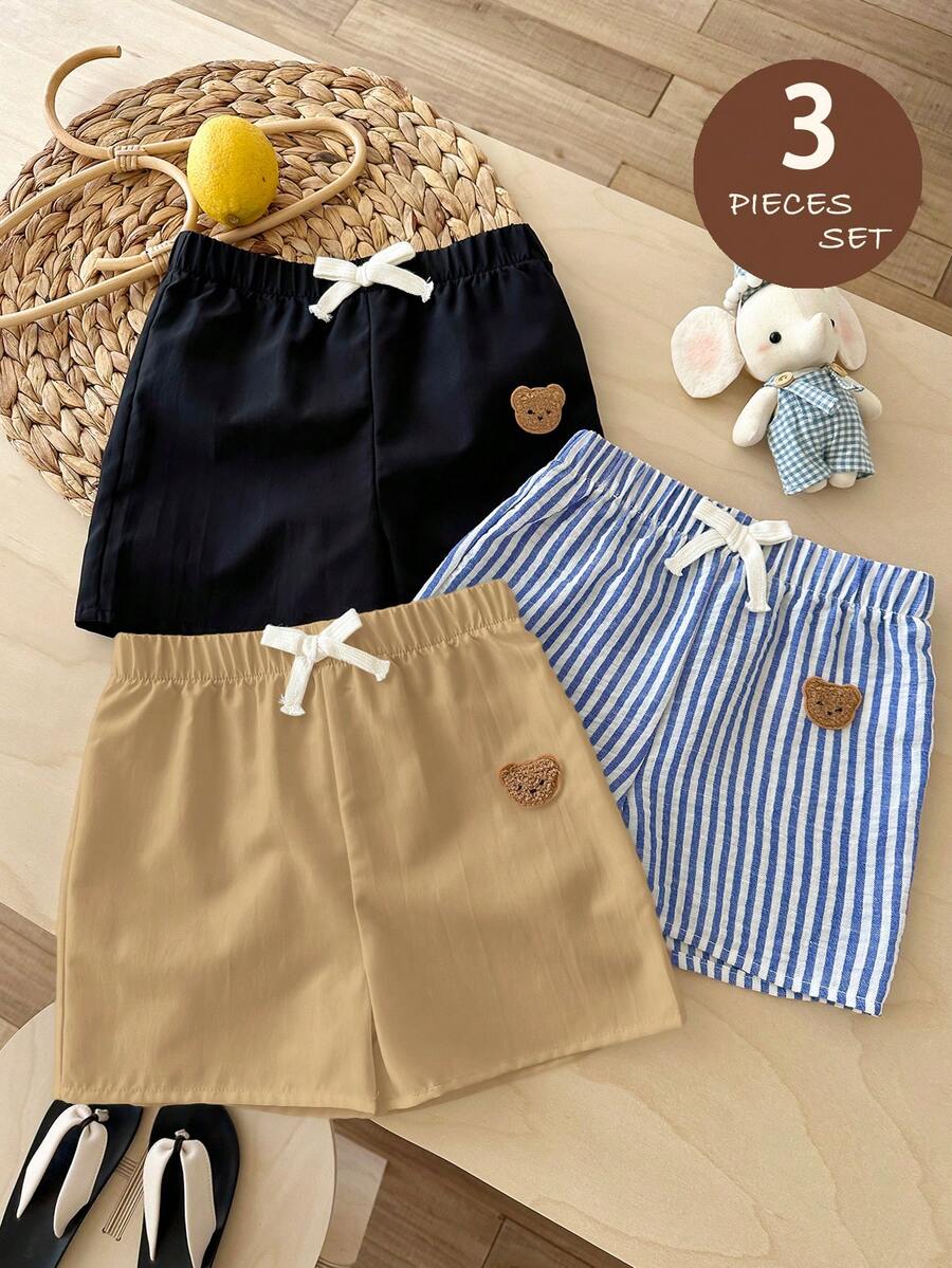 LMoss Kids Quần short thường ngày có dây rút, in hình gấu dành cho bé trai. - Nhiều màu - Xem 1