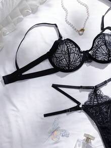Divavoom 2pcs Orange Underwire Bright & Youthful Lingerie Set - Black - View 9
