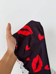 ZzzCrew Áo ngủ nữ thời trang gợi cảm in hình môi, thiết kế hở lưng. - màu đen - Xem 7