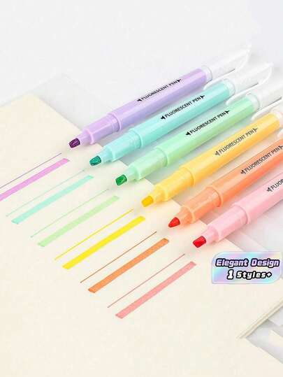 6pcs Highlighters Pen, Assorted Pastel Colors Chisel Tip, Aesthetic Highlighter Marker Set, Water Based, No Bleed For Journal Bible Planner Notes Adults Kids Students Office School Supplies( 6 Cool Color) Back To School