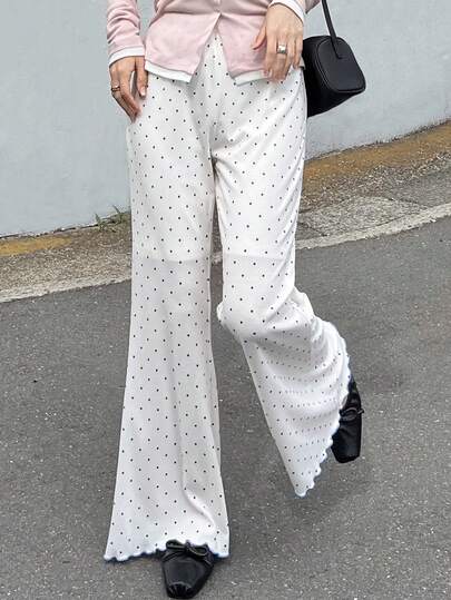 FRIFUL Women's Polka Dot Print Casual Pants