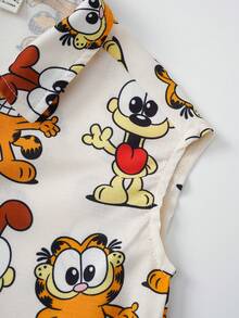GARFIELD | SHEIN 1件可爱男婴舒适翻领无袖连体衣 - 彩色 - 查看 5