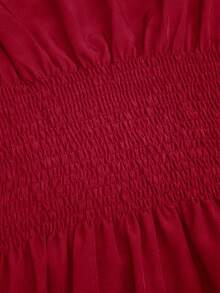 Sweetra 大码女式复古优雅法式可爱蝴蝶结系带束腰休闲百搭吊带背心，适合音乐节、度假和日常穿着 - 紅色 - 查看 4